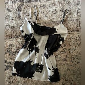 Cow print satin like top